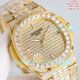Luxury Replica PDF Factory Yellow Gold Iced Out Patek Philippe Nautilus 5719 Watch (2)_th.jpg